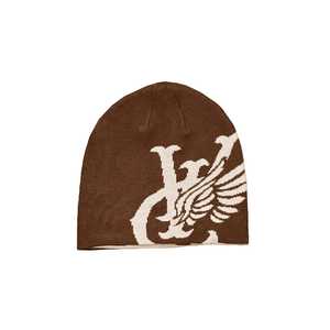 WING REVERSIBLE SKULL BEANIE - BROWN / CREAM