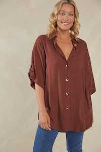 Shirt: Florence Oversize Shirt - Espresso