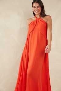 Dress: Portofino Halter Maxi - Aperol