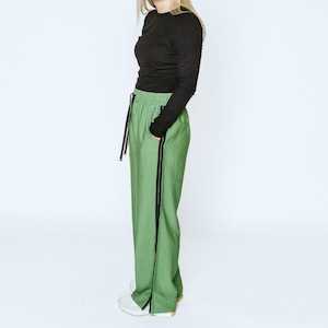 INDIANA WIDE LEG PANTS  DILL WITH BLACK