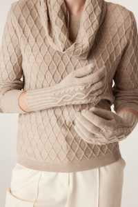 Cable: Merino Gloves - Pebble