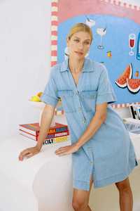 Melenia Denim Shirt Dress - Denim