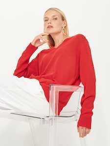 Carnival V Neck Sweater Scarlet