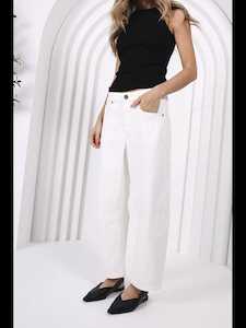 Toni Barrel Jean White