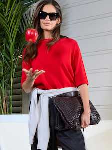 Echo Knit Tee  Scarlet