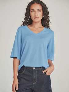 Caroline Sills: Vera V Knit Tee Sky Blue