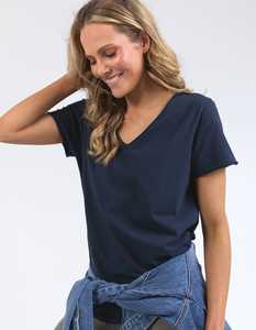 Tops: Pima Vee Tee  Navy