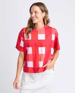 Tops: Edin Tee Yardage Print Poppy