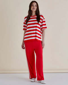 Tops: Relax Boxy Tee Red Stripe