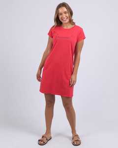 Signature Embroidery Tee Dress Crimson