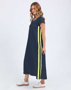 Dresses: Recovery Dress Navy & Neon Lemon