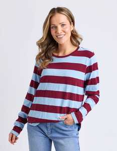 Spritz Stripe L/S Tee Plum/LBlue
