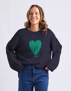 Intersia Heart Knit Navy