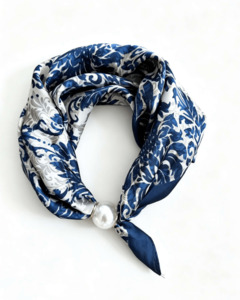 Accessories: Pearl Fasten Neck Tie Royal Vine