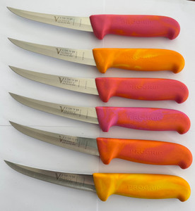 Narrow Curved Boning Knife 13cm- Hollow Ground Mixed Colour