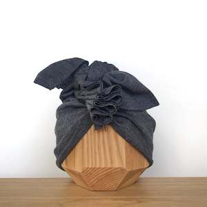 Merino Ruffle Headwrap | Dark Grey Marle