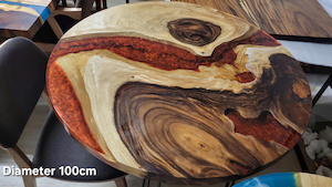 Products: VOLCANO RED ROUND EPOXY RERSIN TIMBER TABLE. DIAMETER 100cm - Vietnz Trading