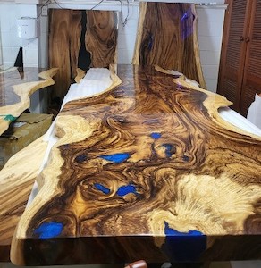 Epoxy Dinning Table Top or Benchtop: Solid Natural Timber. L292 x W90/60 x H75cm&hellip;