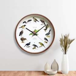 New Zealand Bird Song Clock-DARK WOOD FRAME