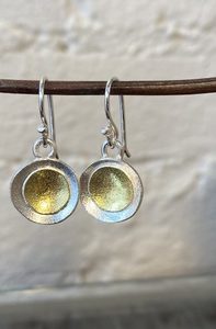 Products: Oxidised silver and 22 carat gold earrings with pearls
