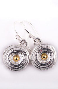 silver and 22 carat gold earrings with white pearls