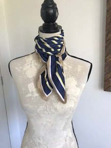 Scarves: Scarf - Navy with stripe