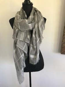 Scarves: Scarf - Grey with square pattern