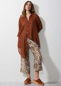 Zaket Plover: Linen Shirt - Clay