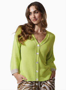 Zaket Plover: Chunky Linen Cardi - Lime