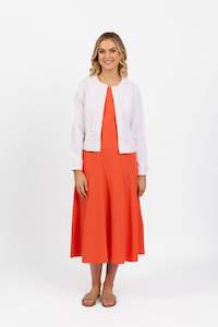 Vassalli: Collarless denim jacket with plait neck detail