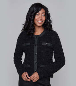Knitwear: Sweater Cardi-Black