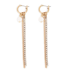 Reflections Earring - Pearl Chain Tassel Gold