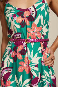 King Louie: Shiny Braided Belt - Violet Pink