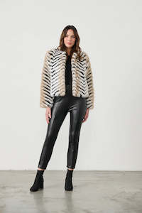 Chevron faux fur jacket