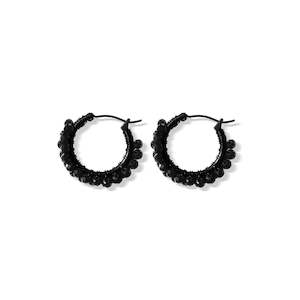 Fabuleux Vous Jewellery: Steel Me Black Stone & Black Hoop Earrings