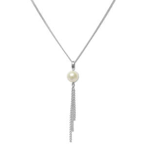 Silver Perle White 3 Chain Necklace
