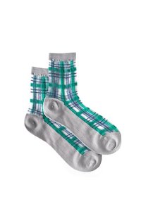 Plaid sheer sock Teal