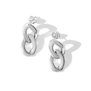 Jewellery: Steel Me stainless steel double link earrings silver