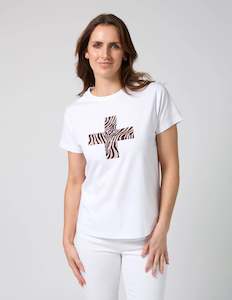 Stella Gemma Clothing: Ace Tee | Merlot Zebra Cross