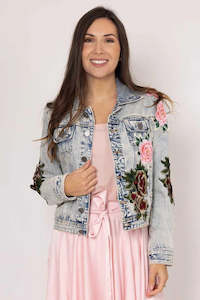 Augustine: Lily Denim Embroidered Jacket Blue Denim