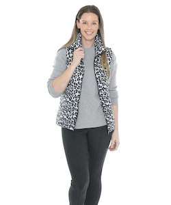 Snow leopard puffer vest