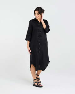 Amelie Plain Linen Shirt Dress