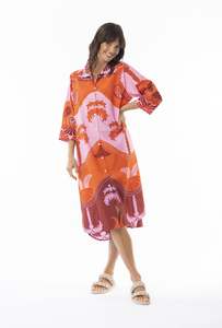 Dresses: Celeste Orange Dress Shirt