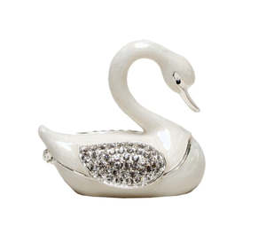 Home Decor: Trinket Box - Swan Ivory