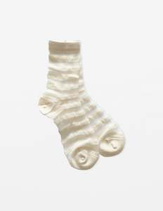 Sock White Crochet Stripes