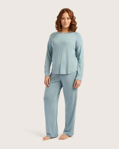 Goodnight Raglan Sleep Top - Mineral Blue