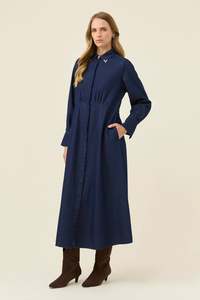 Dresses: Sloane Denim Maxi Dress - Indigo