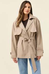 Farida Cropped Trench - Stone