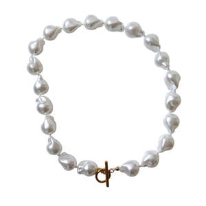 Steel Me Baroque Pearl & Yellow Gold Necklace