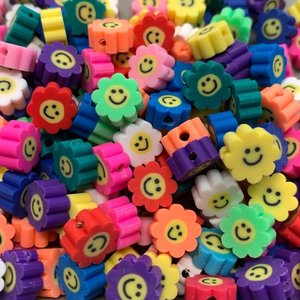 Products: Fimo Clay Flower Power Beads- Pack of 10 - Village Beads
